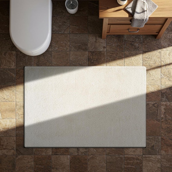 2 ft. x 3 ft. Bone Silky Solid Plus Thick Pile Non Slip Easy Clean Non Shedding Modern Door Mat Indoor Area Rug