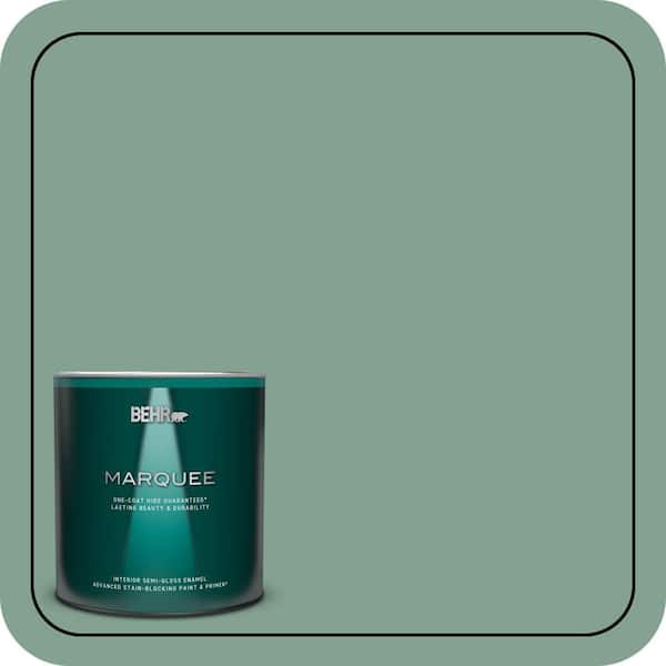BEHR MARQUEE 1 qt. #MQ6-11 Mossy Bench One-Coat Hide Semi-Gloss Enamel Interior Paint & Primer