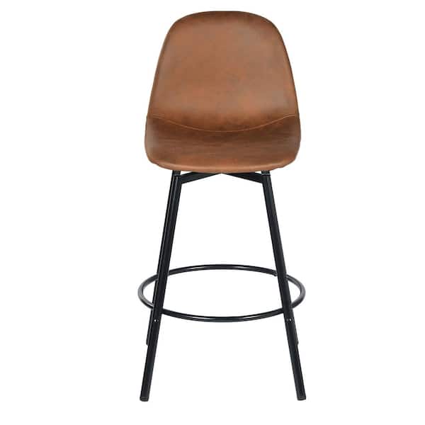 StyleWell Adenmore Swivel Counter Stool with Brown Faux Leather