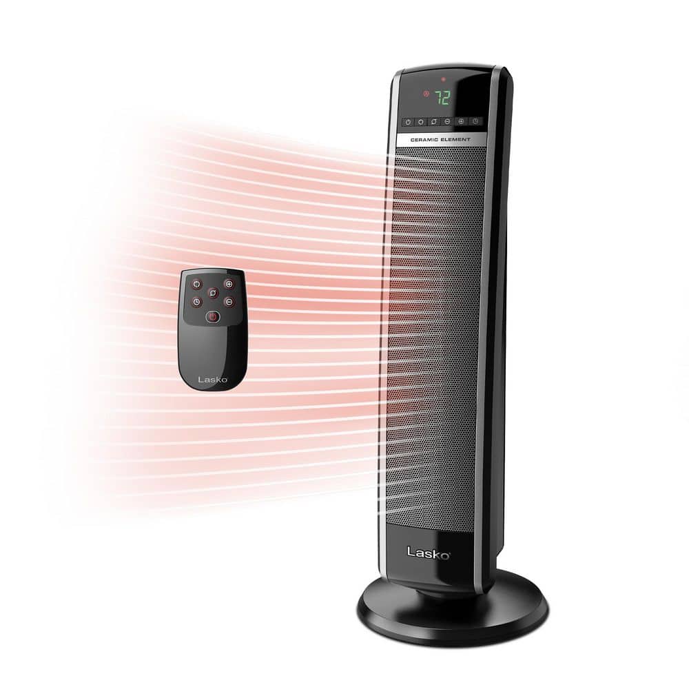 Lasko Digital Ceramic Tower Heater with Remote Control - Black