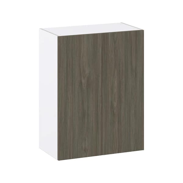 J COLLECTION Medora Textured 27 in. W X 35 in. H X 14 in. D in Slab Walnut Shaker Assembled Wall Kitchen Cabinet