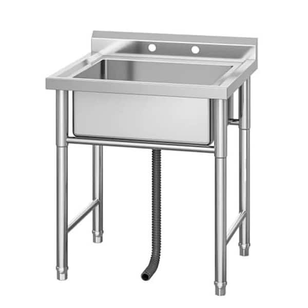 29 in. Wx25 in. Dx37 in. H Stainless Steel Freestanding Utility Sink-Single Bowl Anti-Splash Design Laundry/Utility Sink