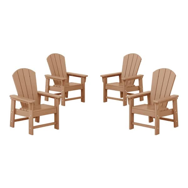 WESTIN OUTDOOR Children's Laguna Set-4 Outdoor Patio All Weather Fade Resistant Kids Poly Plastic Adirondack Chairs in Teak
