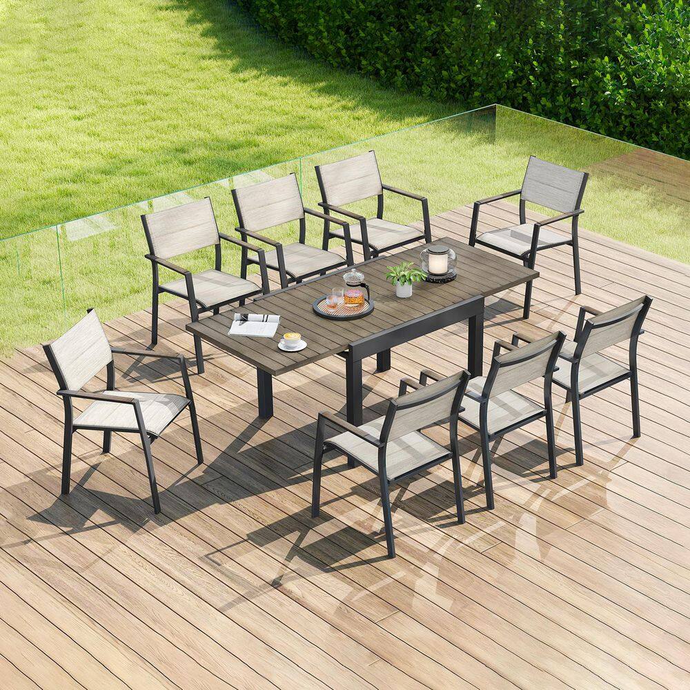 9-Piece Gray Aluminum Extendable Table Outdoor Dining Set price history on PriceWatchPro
