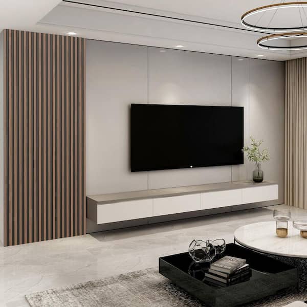 Walnut Wood Slat Wall Panel 8-Pack for Interior Decor, 3D Fluted