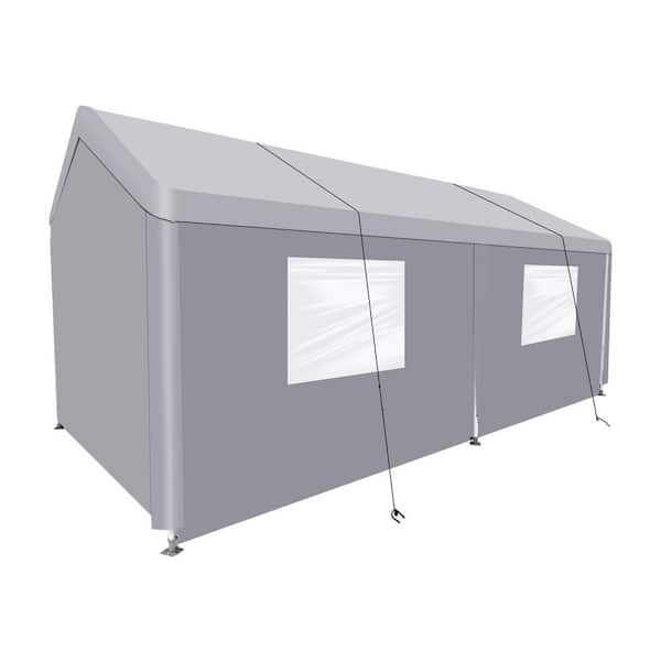 Carport 10 ft. x 20 ft. Gray Heavy Duty Portable Carport Garage Tent for Outdoor Storage Shelter