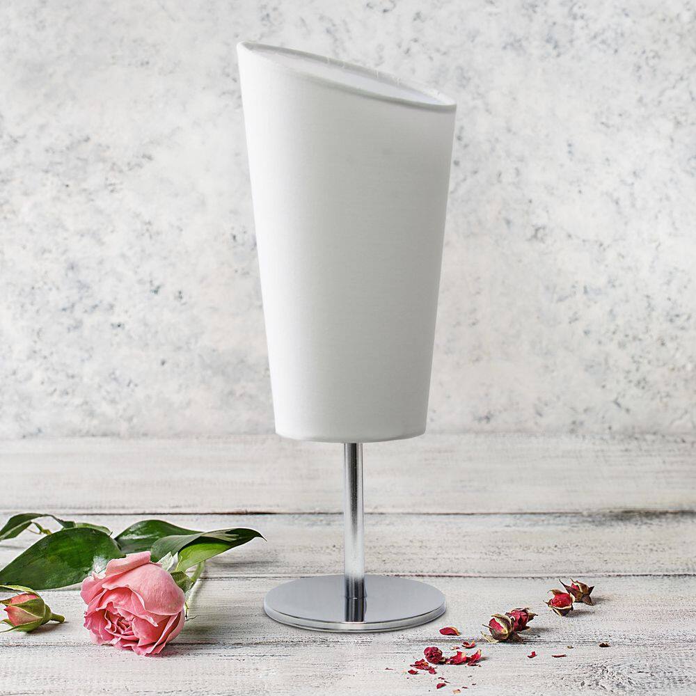 12.4 Chrome Table Lamp with Slanted White Shade, Stylish Accent for Bedroom or Office price history on PriceWatchPro