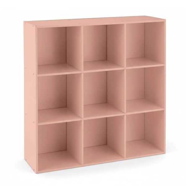 36 in. H x 36 in. W x 11.5 in. D  Light Pink Wood 9- Cube Organizer