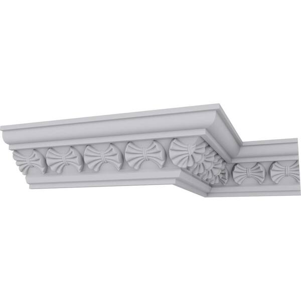 Ekena Millwork 3-1/8 in. x 3-1/8 in. x 94-1/2 in. Polyurethane Butterfly Crown Moulding