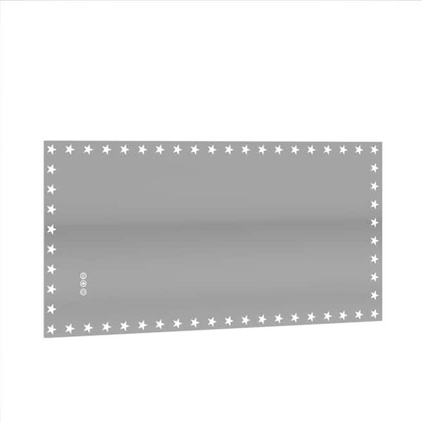 Unbranded 48 in. W x 24 in. H Rectangular Frameless Anti-Fog RGB Light Wall Bathroom Vanity Mirror in Silver