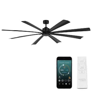 Size Matters 7 ft. Smart Indoor/Outdoor Matte Black Windmill Ceiling Fan with Remote