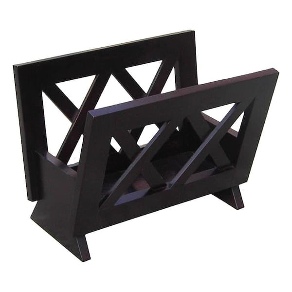 Afoxsos Contemporary Wood Magazine Rack, Black