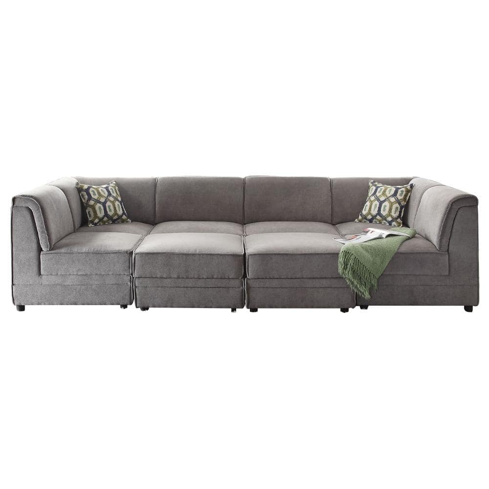 Bois 30" Modular Armless Chair in Gray Velvet