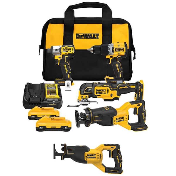20V MAX Lithium-Ion Cordless 4-Tool Combo Kit and Brushless Reciprocating Saw with (2) 4 Ah Batteries and Charger
