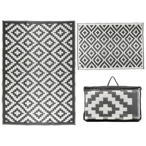Courtyard Collection Gray/White 5'x7' Trellis Design Reversible Indoor/Outdoor Area Rug