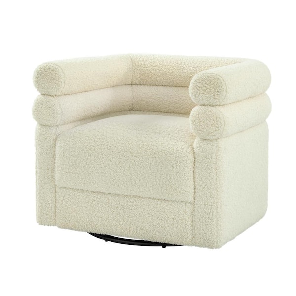 JAYDEN CREATION Regina Beige Modern Swivel Chair with One Pillow