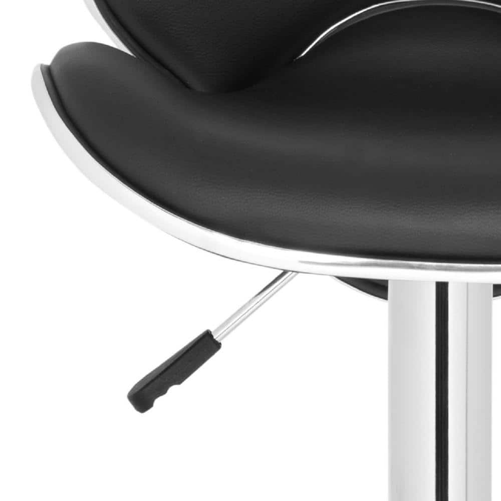 Shambi Black Adjustable Swivel Bar Stool with Chrome Base
