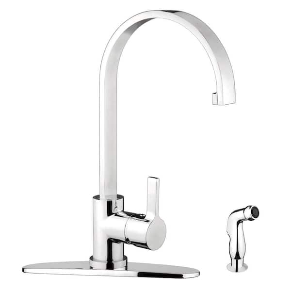 Kingston Brass Single-Handle Standard Kitchen Faucet with Side Sprayer in Chrome
