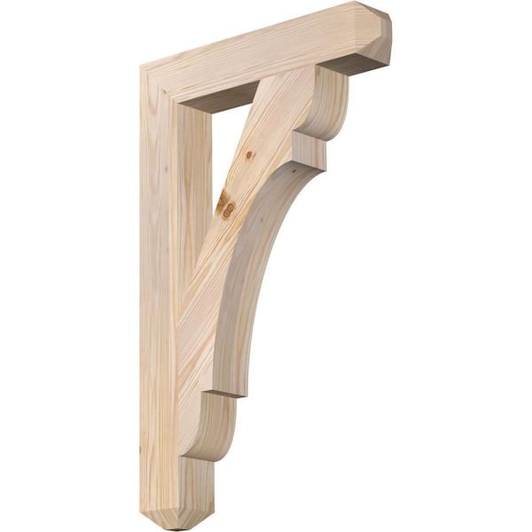 Ekena Millwork 3.5 in. x 32 in. x 20 in. Douglas Fir Olympic Craftsman Smooth Bracket