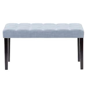 California Light Blue Fabric Tufted Bench 19 in. H x 35 in. W x 16 in. D