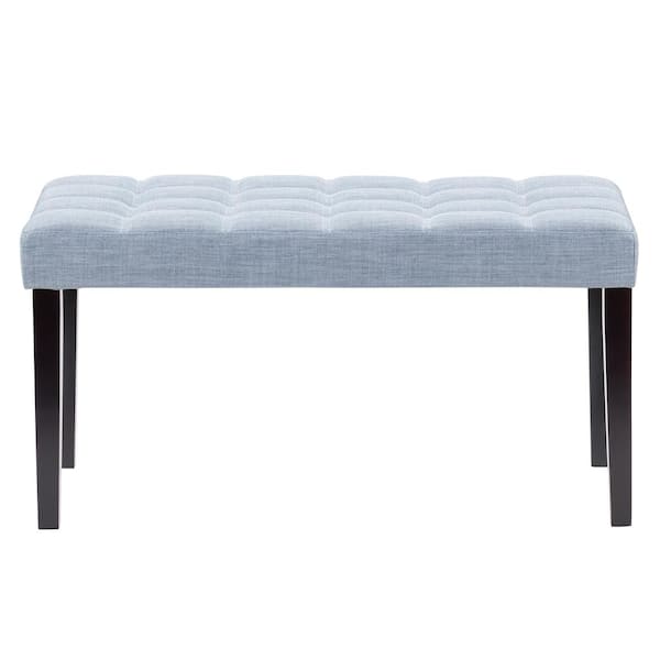CorLiving California Light Blue Fabric Tufted Bench 19 in. H x 35 in. W x 16 in. D