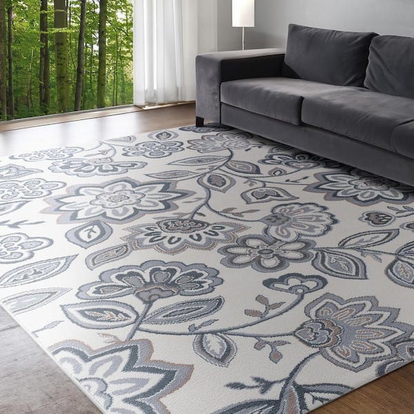 Madison Floral Cream 8 ft. x 10 ft. Indoor Area Rug