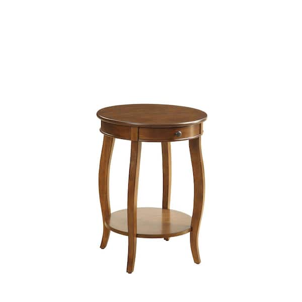 Donason 18 in. Walnut Short Round Wood End Table