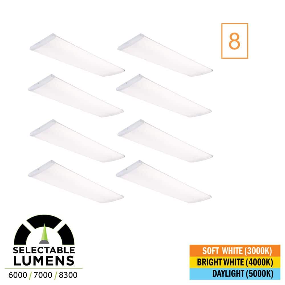 4 ft. x 15 in. 6000/7000/8300 Lumens Integrated LED White Wraparound Light Selectable CCT 3000K 4000K 5000K (8-Pack) price history on PriceWatchPro