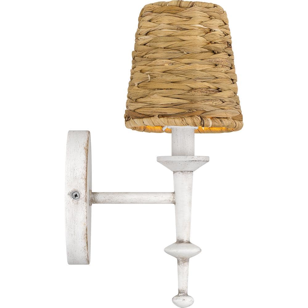 Antique White Seagrass Shade Coastal Wall Sconce