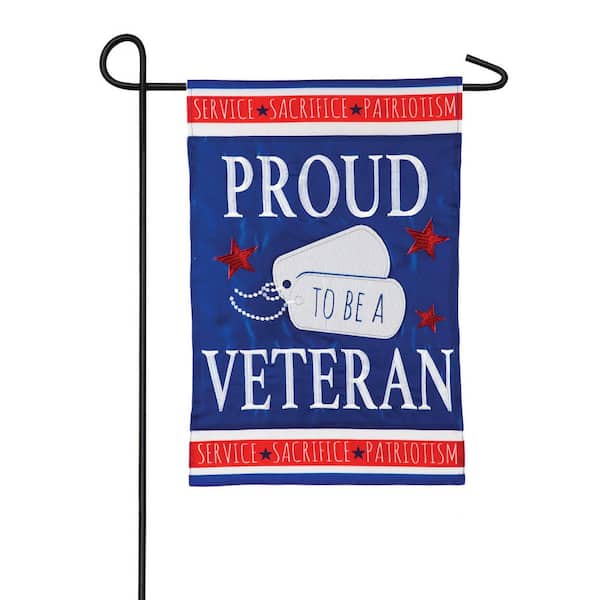 Evergreen 1 ft. x 1-1/2 ft. Proud Veteran Garden Applique Flag