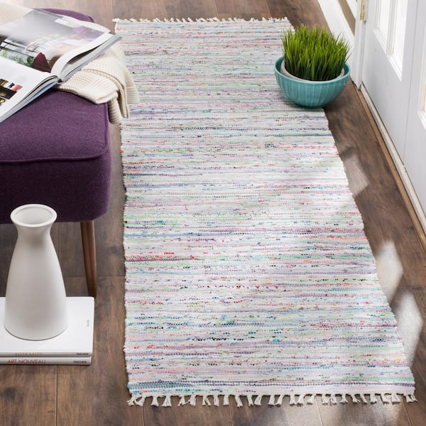 Rag Rug Light Green/Multi 2 ft. x 5 ft. Striped Runner Rug