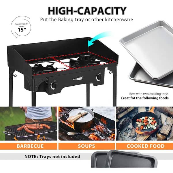 Outdoor 3-Burner Stove Cooker for Camping Cookout