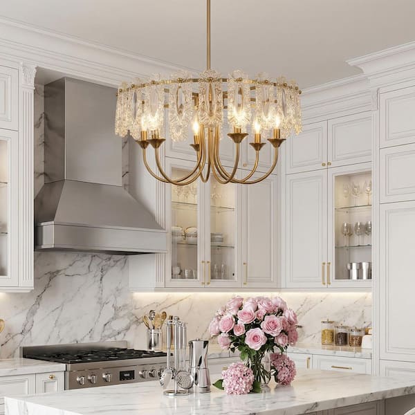 Briignite 24 in. Gold 6-Light Modern Pendant Chandelier, Semi