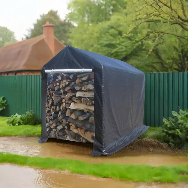 Clihome 6 ft. W x 12 ft. D Heavy-Duty Outdoor Storage Shed Outdoor Carport with Rolling Door
