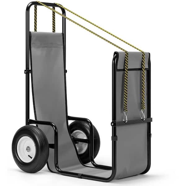 15. 3 in. W X-Large Heavy Duty Steel Indoor/Outdoor X-Large Firewood Rack Cart with Cover