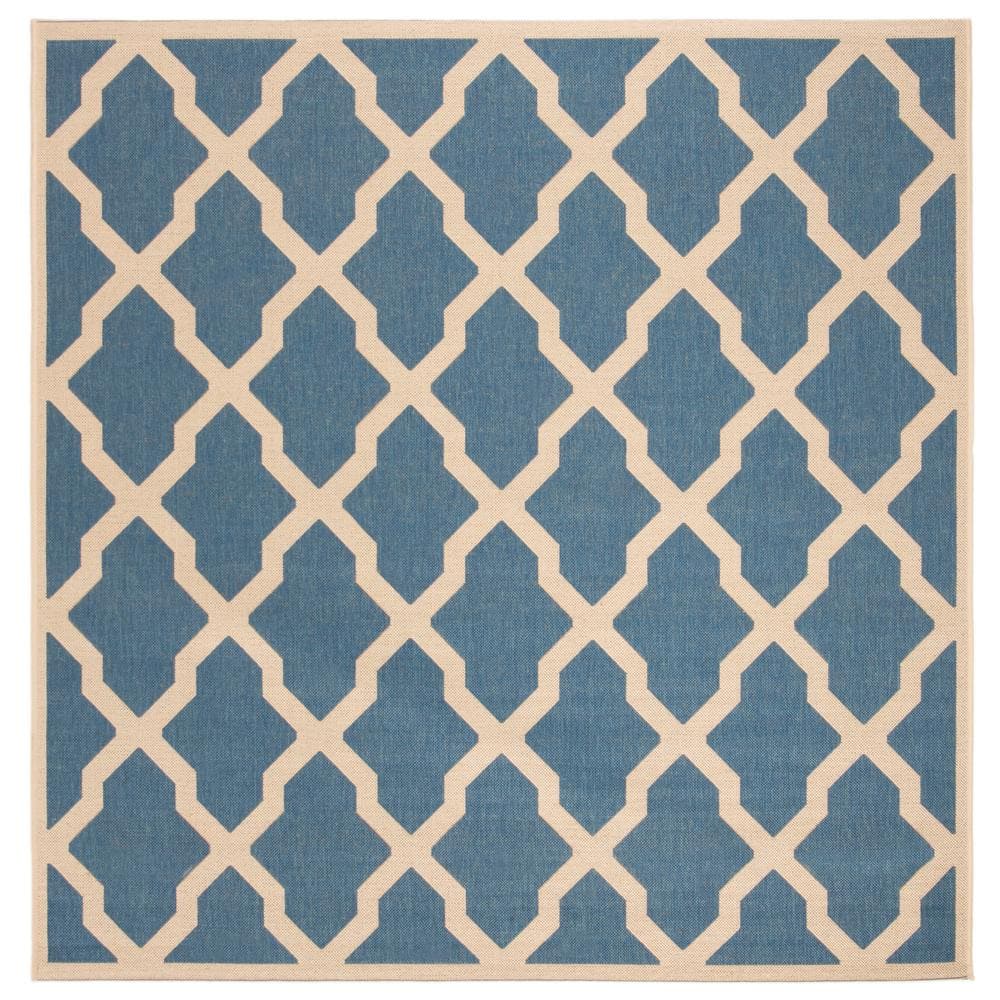 SAFAVIEH Beach House Blue/Creme 7 ft. x 7 ft. Square Trellis Geometric