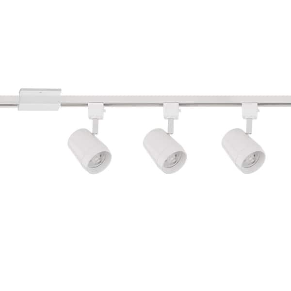 Ocularc 7011 4 ft. White Integrated LED 5CCT Ceiling Mounted Hardwired Track Lighting Kit With 3 Cylinder Track Heads