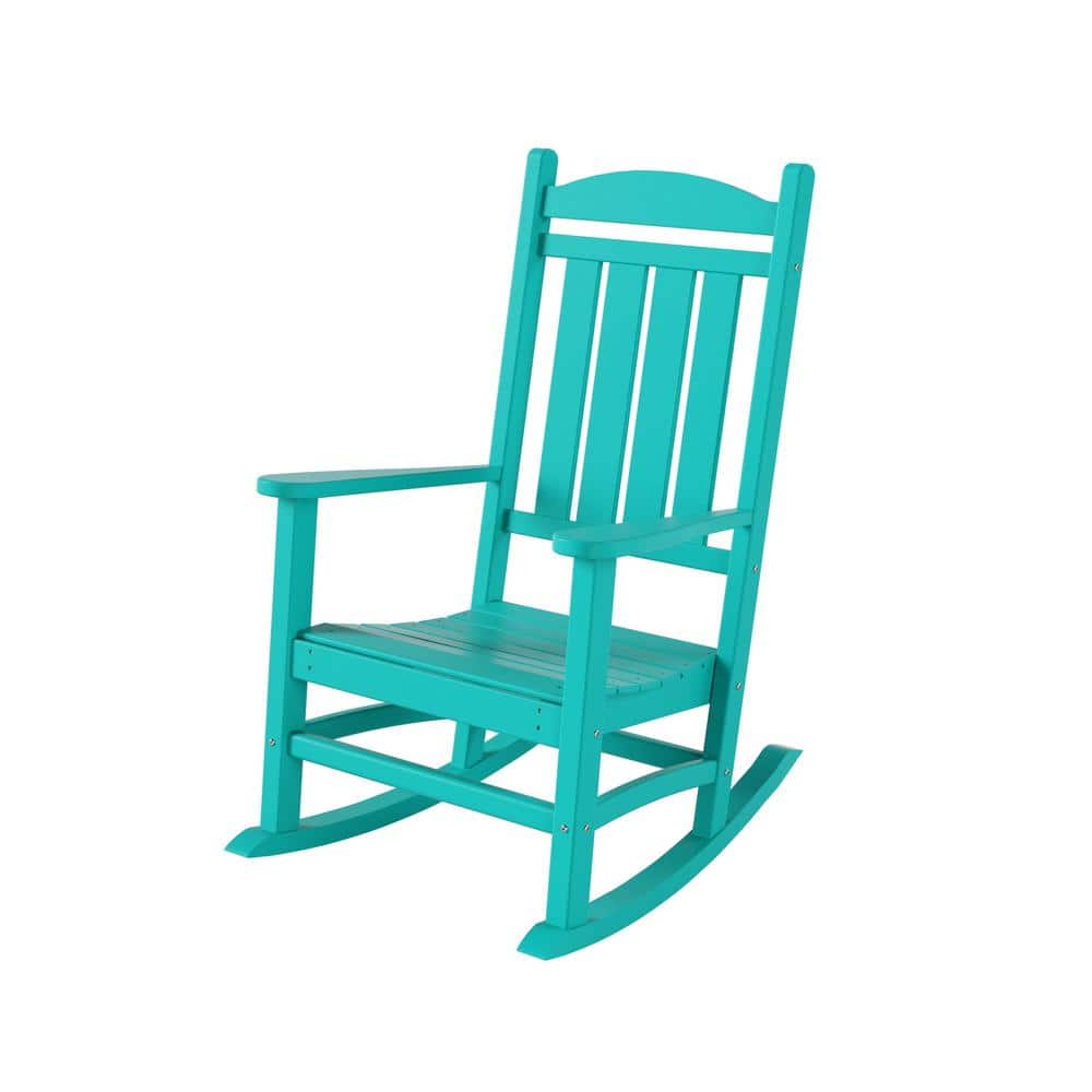 Laguna Traditional Turquoise Poly Rocking Chair with Arms