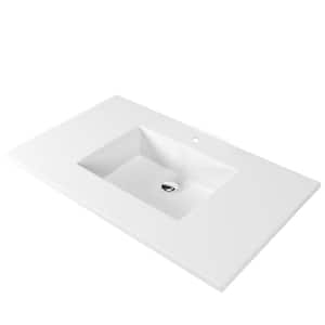 Serenity 36 in. W x 22 in. D Solid Surface Vanity Top in Matte White with White Rectangular Single Sink