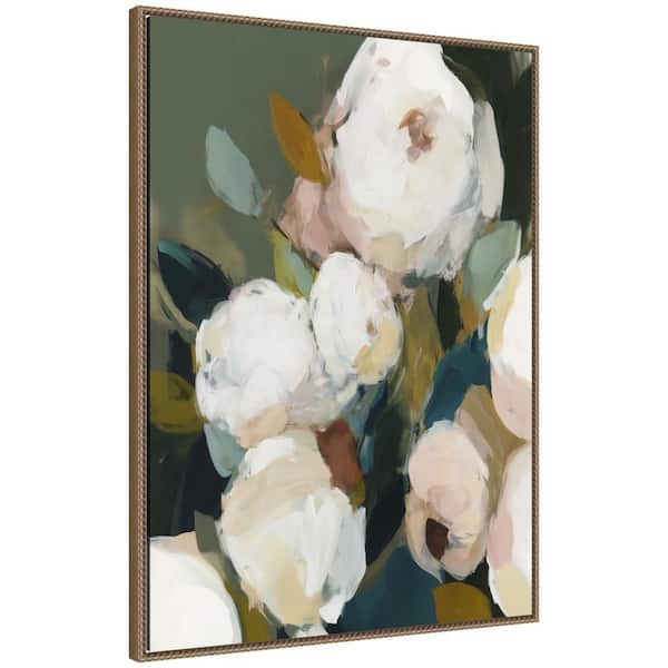 Sylvie "Sepia Florals V" by Amy Lighthall Flowers Framed Canvas Art Print 38 in. x 28 in.