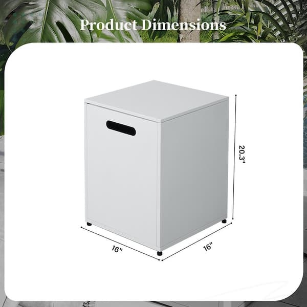 Outdoor Propane Tank Table Square Iron White Propane Tank Cover, Patio Side Table