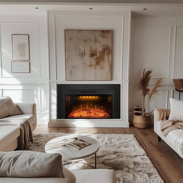 Delandgrand 36 in.W 21 in. H Electric Fireplace Inserts with Trim