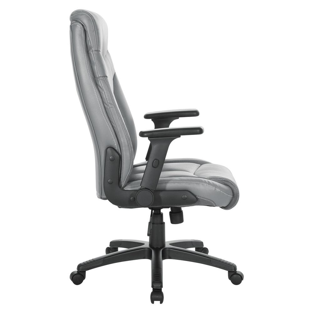 Charcoal Leather High Back Executive Swivel Chair with Adjustable Arms