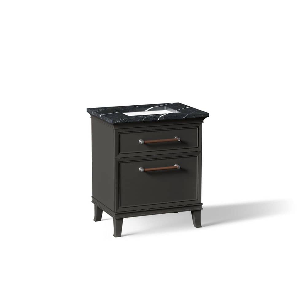 Artifacts 30 in. Freestanding Carbon Oak Bath Vanity with Black Eternal Marquina Quartz Top and Chrome Hardware price history on PriceWatchPro
