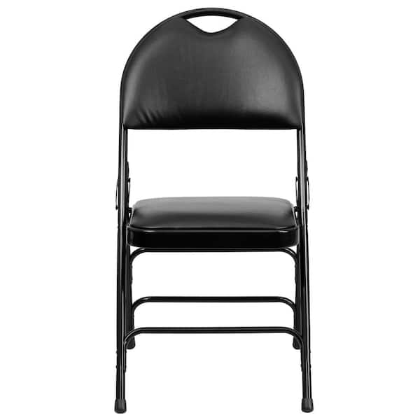 Carnegy Avenue Black Vinyl/Black Frame Metal Folding Chair