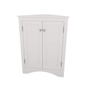 17.20 in. W x 17.20 in. D x 31.50 in. H MDF White Freestanding Linen Cabinet Triangle Bathroom Storage in White