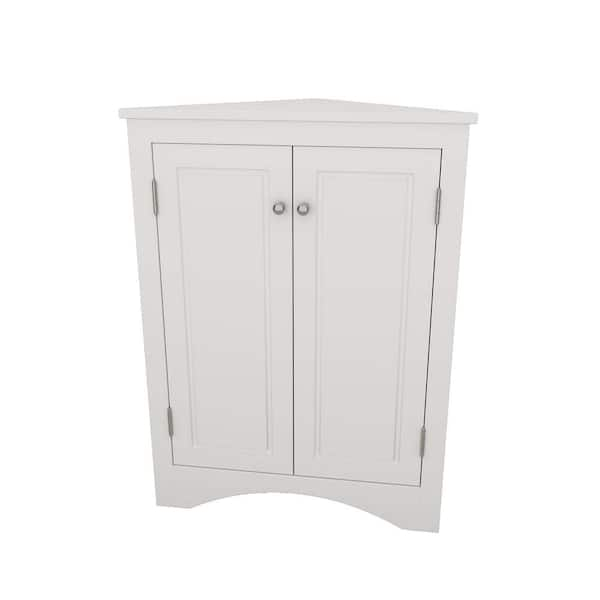 17.20 in. Triangle Freestanding Floor Cabinet Bathroom Storage Cabinet with  Adjustable Shelves,White