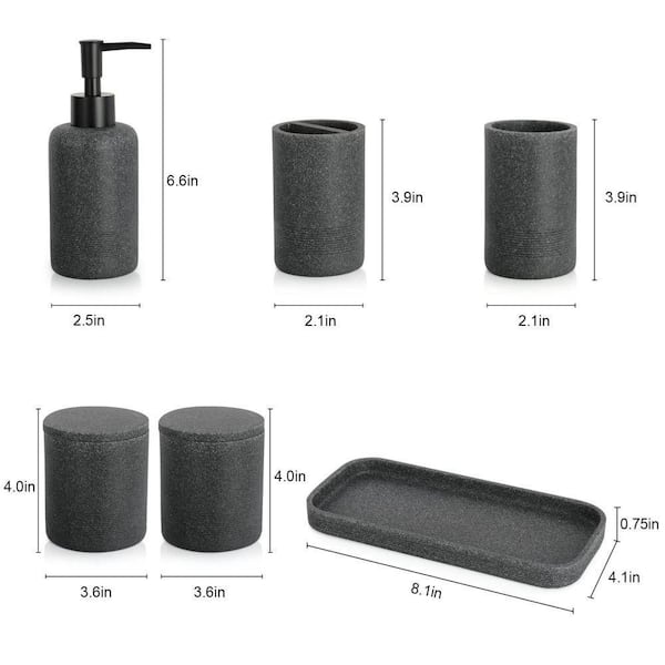 Ribbed Black Glass Bath Accessories