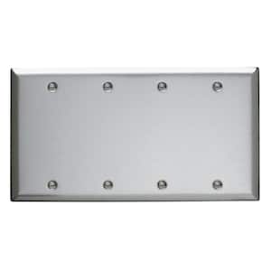 Pass & Seymour 302/304 S/S 4 Gang 4 Box Mounted Blank Wall Plate, Stainless Steel (1-Pack)