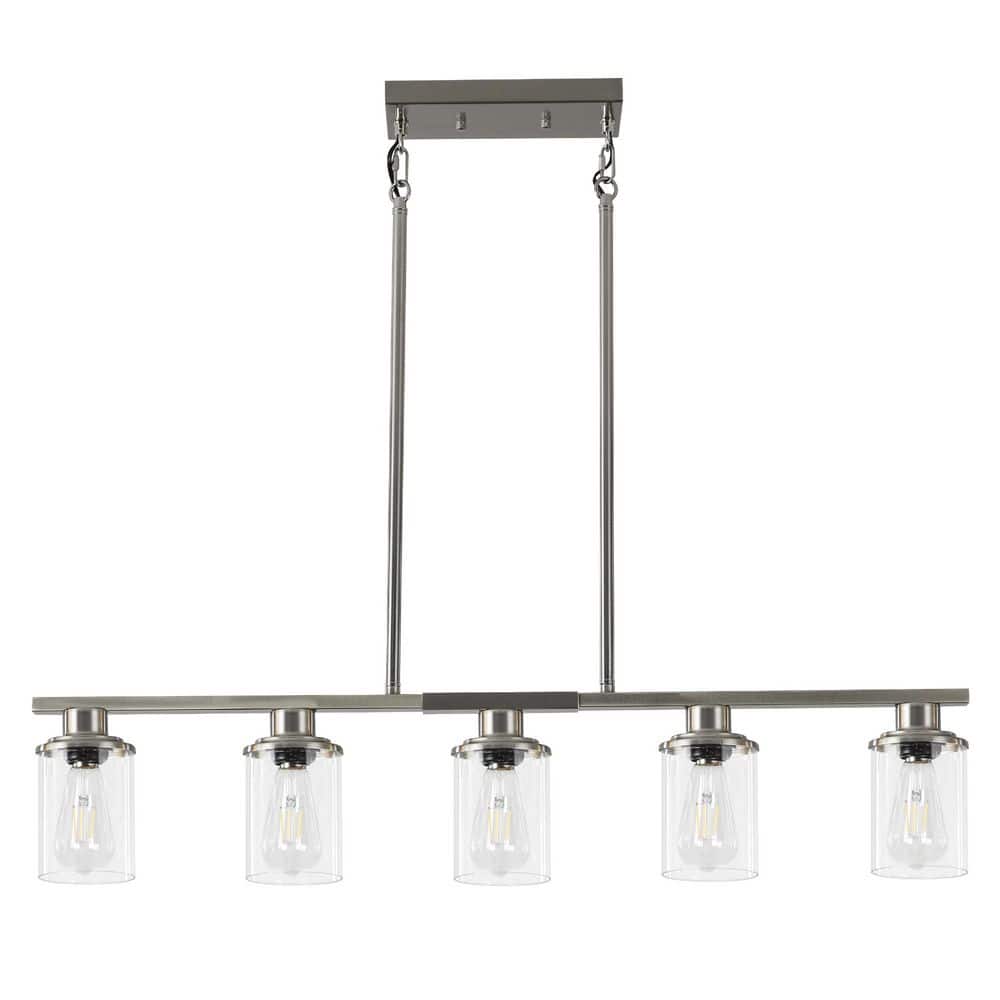 5-Light Brushed Nickel Linear Chandelier Pendant Light Industrial Ceiling Light for Kitchen Island price history on PriceWatchPro